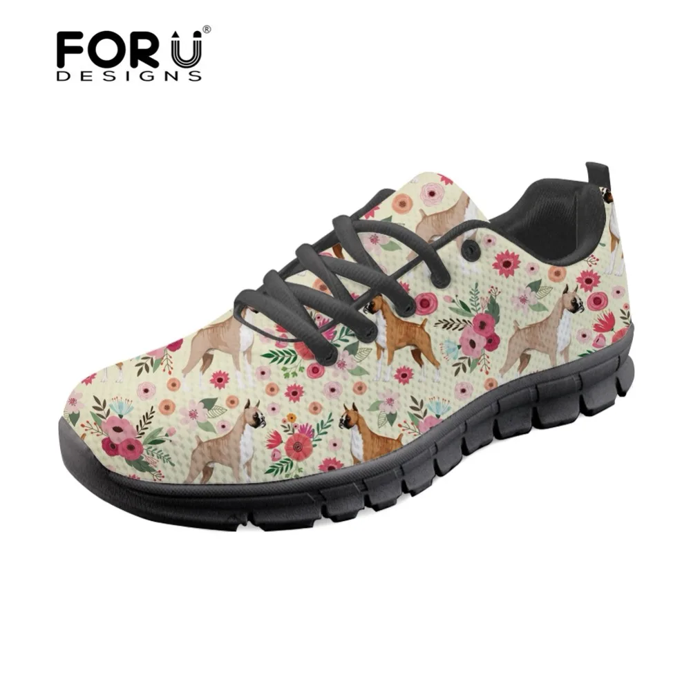 

FORUDESIGNS Boxer Flower Cute Ladies Flats Shoes Comfortable Summer Women's Sneaker Mesh Casual Female Light Shoes Zapatos Mujer