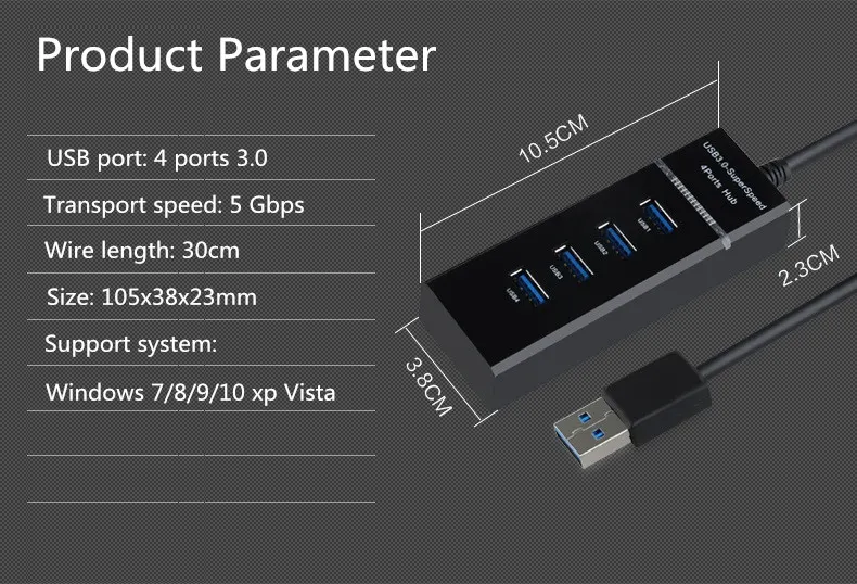 Usb-хаб 3,0 Супер скорость 4 порта концентратор USB 3,0 внешние коннекторы USB разветвитель с интерфейсом Micro USB для ноутбуков