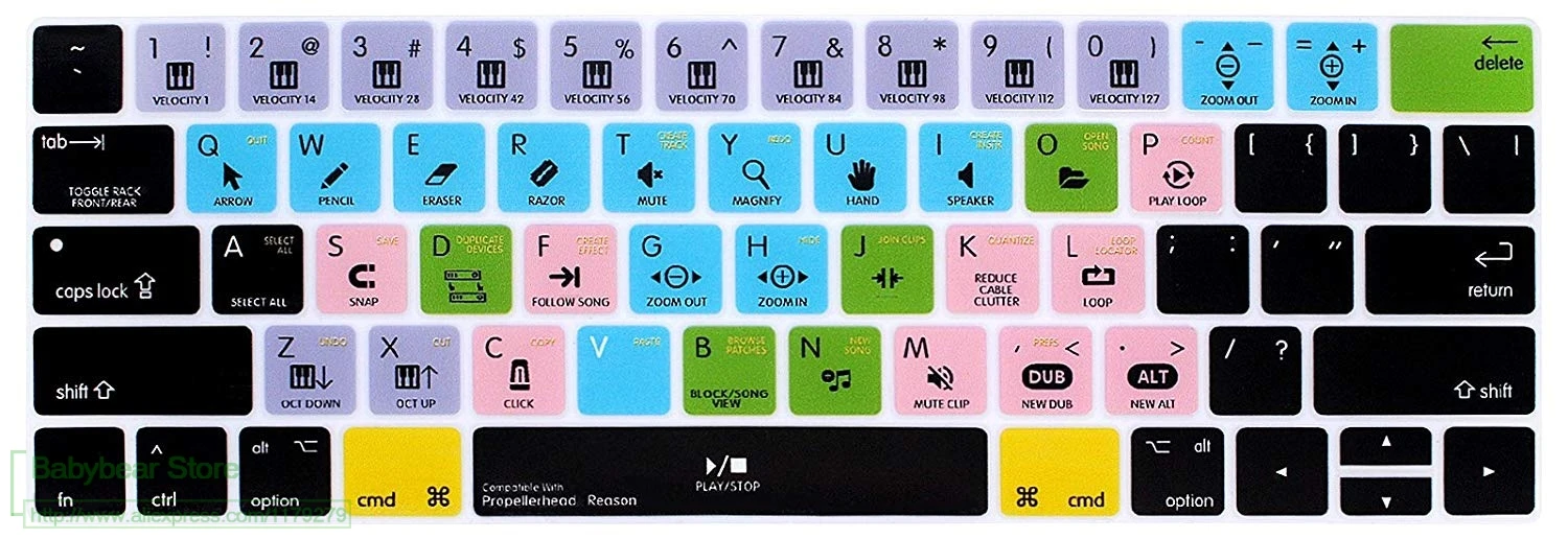 Propellerhead Reason Hot key Shortcut Keyboard Cover Keypad SKin for Macbook Pro 13" 15" Newest