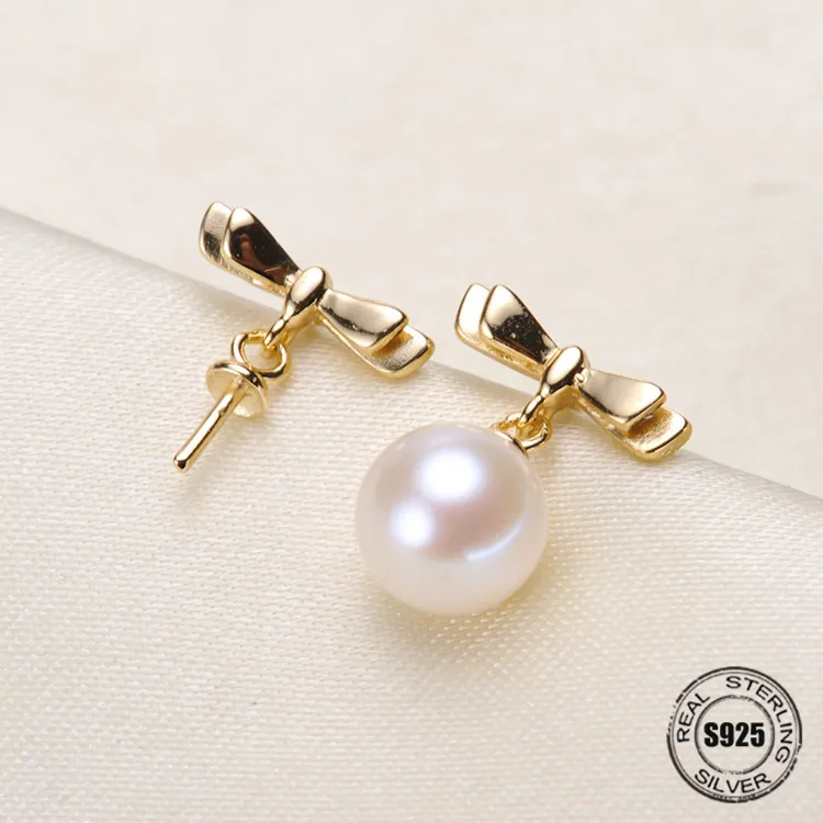 

HOT High Quality 925 Sterling Silver Stud Earrings Settings DIY Pearl Earring Hooks Findings Women's Jewelry Making Accessories