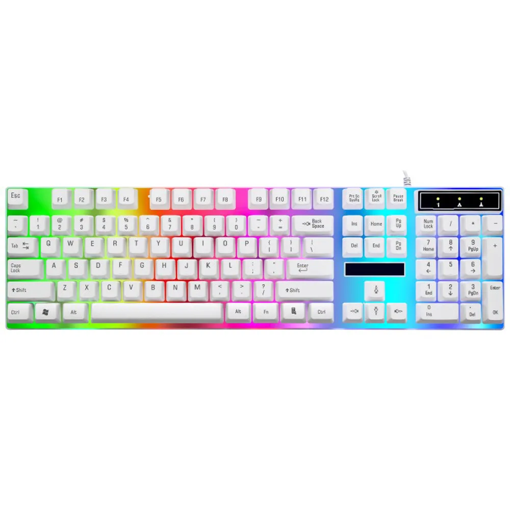 cheap G21 Waterproof Rainbow Keyboard With Rainbow Backlight USB Wired Game Keyboard 20A Drop Shipping
