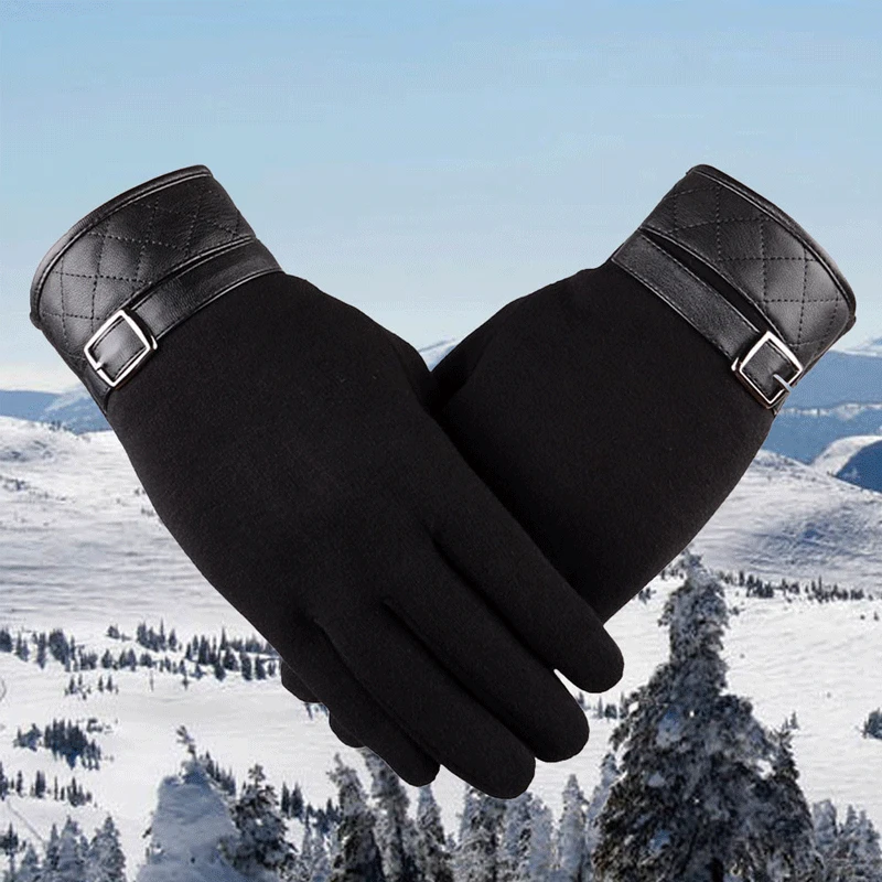 

Men Gloves Leather Winter Mittens Anti Slip Snow Snowboard Thermal Glove Hand Warmer Gloves For Men gants homme