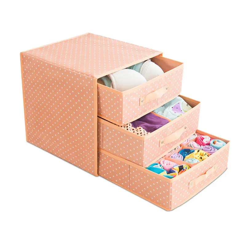 31 31 32cm Underwear Drawer Organizer 3 Layer Dots Printed Bra