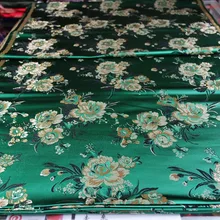 Китайская традиционная парча полиэстер 75 см ширина cheongsam подушки qipao классический зеленый сзади с пион узор вышивка шелком