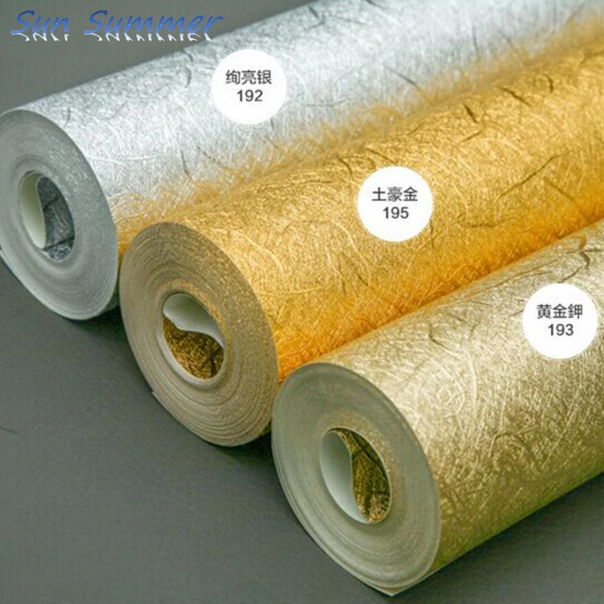 Gold silver gold foil wallpaper bedroom living room background wall