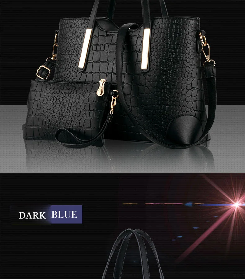 Новые женские сумки conjunto bolsa, кожаные сумки, крокодиловая сумка через плечо, сумки-мессенджеры, клатч, тоут+ кошелек, 2 комплекта