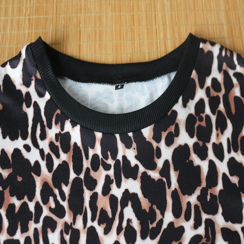 Модная леопардовая футболка с круглым вырезом, короткий рукав, повседневные топы, футболки, Сексуальная Повседневная футболка, Camisas Mujer, женская летняя футболка XS XXXL