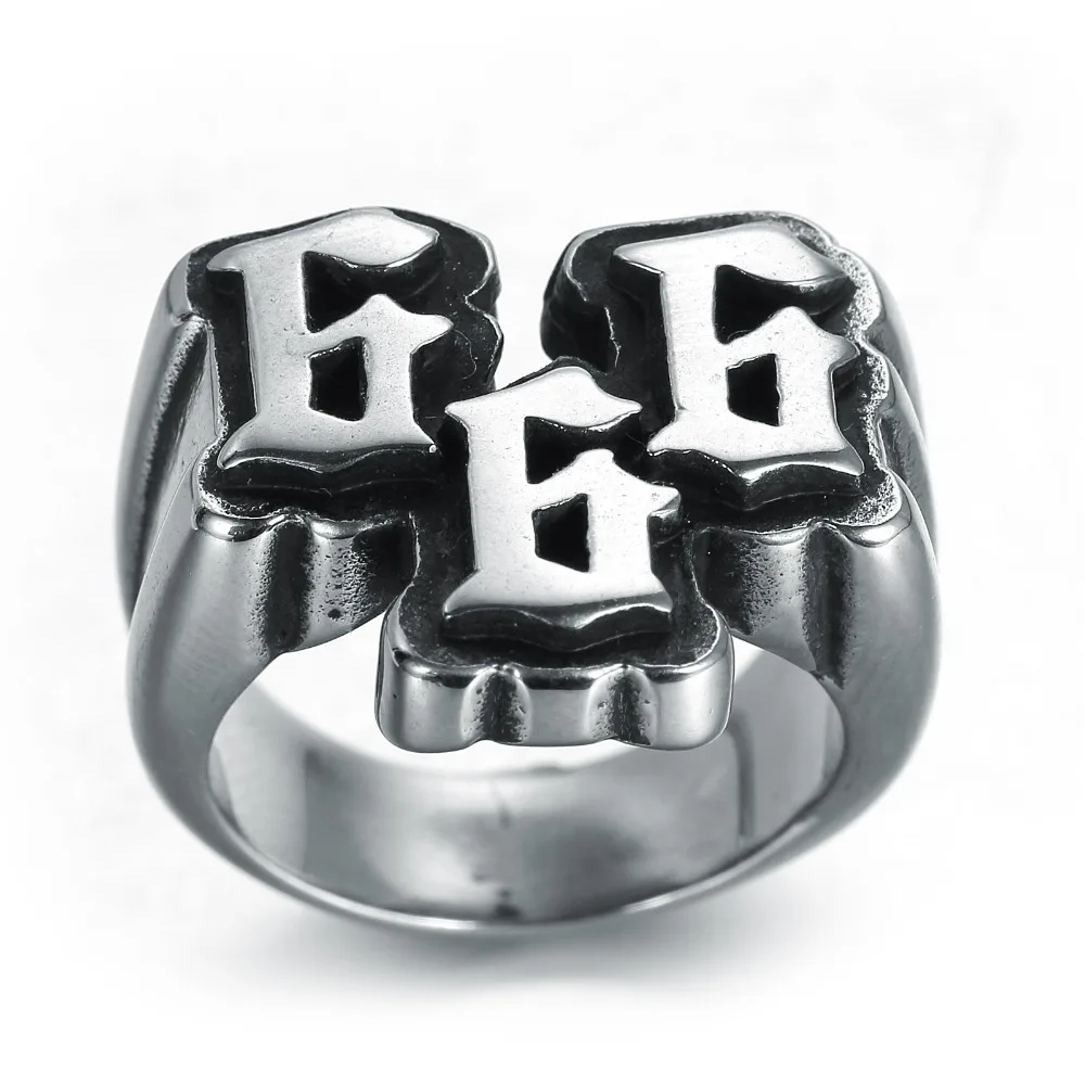 

European and American men's punk stainless steel digital 666 ring titanium steel ring jewelry