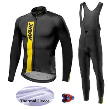 

Pro Team MAVIC Cycling Jersey Set Winter Fleece Thermal Bike Jersey Sets Men Quick Dry MTB Bicycle Cycling Sets 12D Pad Pants