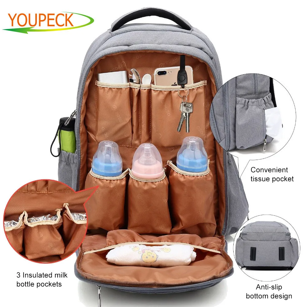 Diaper Bag for Baby Multi Function Water Repellent Diaper Bag Backpack for Dad & Mom with ...