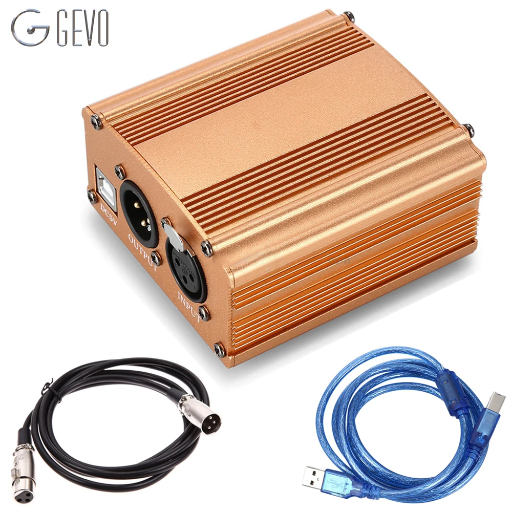 GEVO 48V Phantom Power Supply With USB 5V Input Cable and XLR 3 Pin Mic