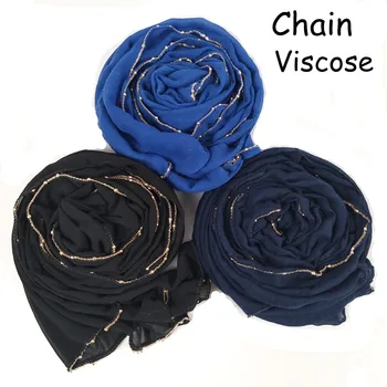 

E0 1pcs High quality chain viscose hijab scarf shawl women shawl women lady wrap headband 180*75cm