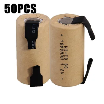 

50 pcs SC 1800mah 1.2v battery NICD rechargeable batteries for makita bosch B&D Hitachi metabo dewalt for emergency light toy