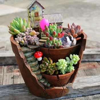 

1pc Creative Resin Decorative Succulent Plant Pot Garden Desktop Flower Pot Home Garden Christmas New Year Decoration