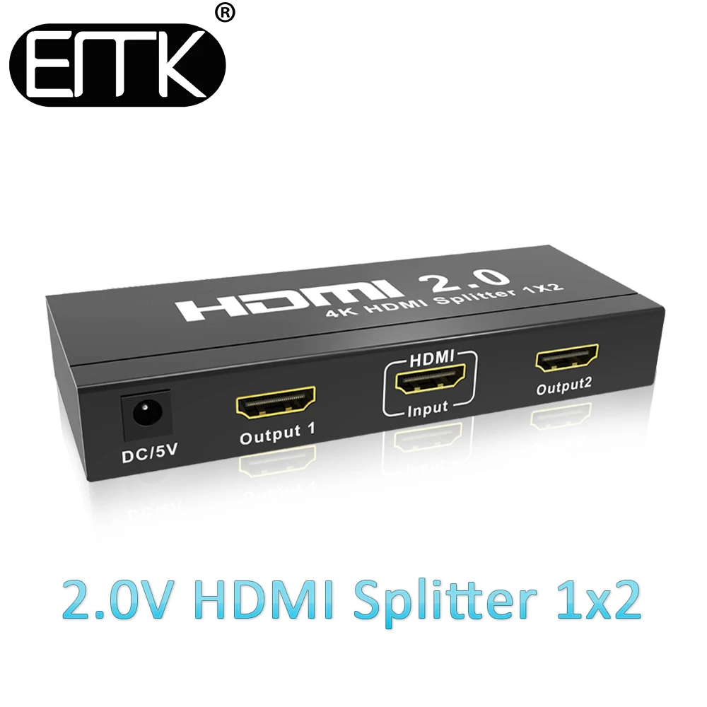 EMK 1x2 HDMI 2 0 4K Splitter 1 input 2 output Switch adapter with Power Supply