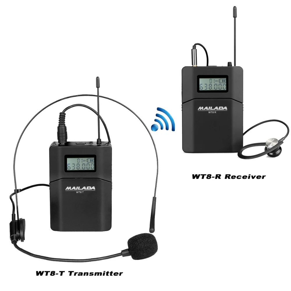 

MAILADA WT8 Microphone 1 Transmitter 1 Receiver for Teaching Travel Simultaneous Interpretation Lecture Tour Guide System mic