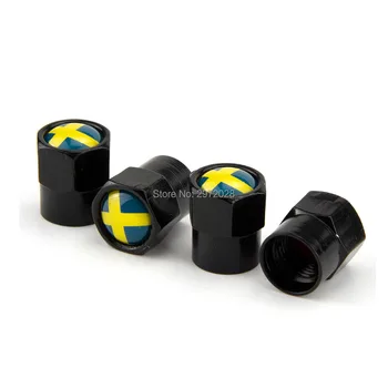 

200 x Car Styling Stainless Zinc Alloy Sweden National Flag Car Tire Valve Caps Wheel Tires Tyre Stem Air Cap Airtight Covers