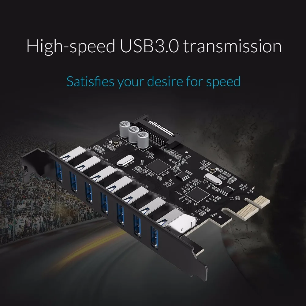 ORICO USB 3,0 7 портов PCI-E Express Card Sata до 15 Pin высокоскоростной удлинитель адаптер карта питания разъем PVU3-7U-V1