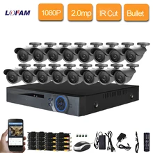 LOFAM 16CH 2MP 1080P HD CCTV Комплект HDMI DVR 16 шт пуля наружная Водонепроницаемая домашняя видео камера безопасности Система видеонаблюдения 2.0MP