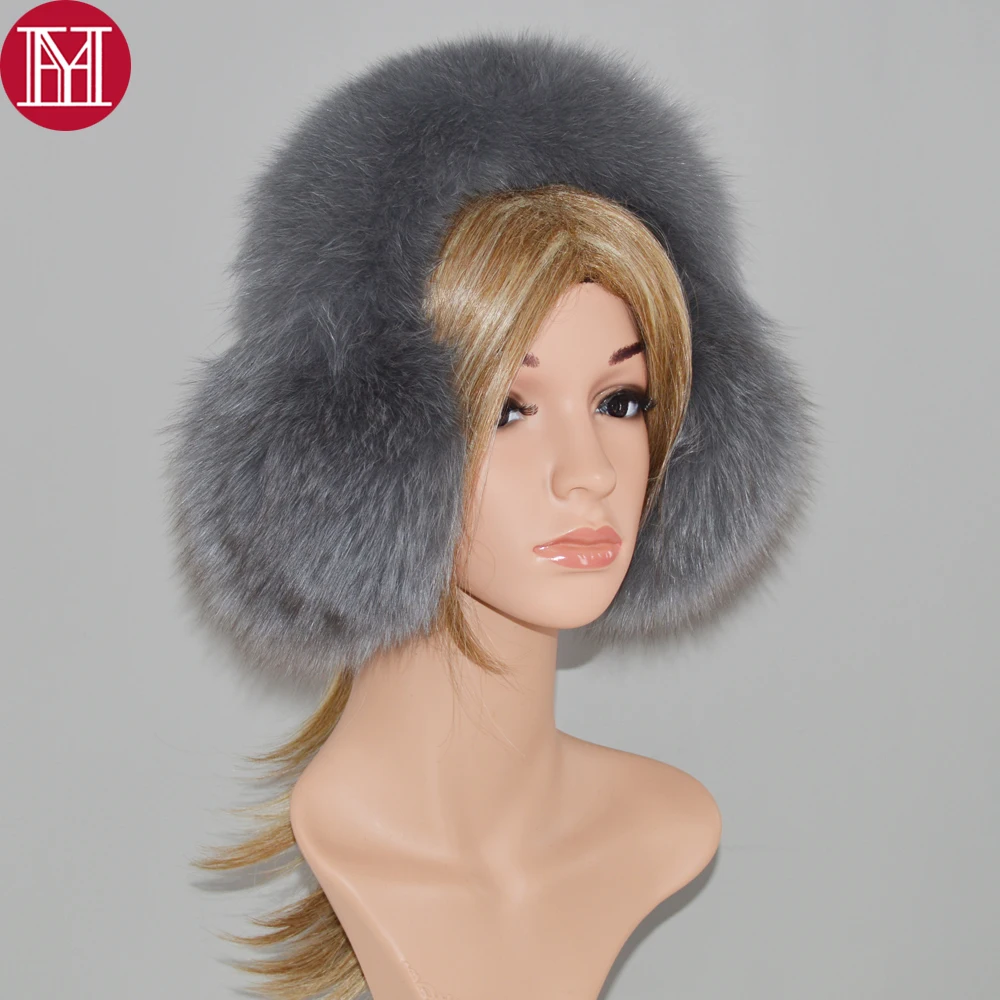 2021 New Style Women 100 Natural Real Fox Fur Earmuffs Plush Winter Warm Big Fox Fur Ear Muffs