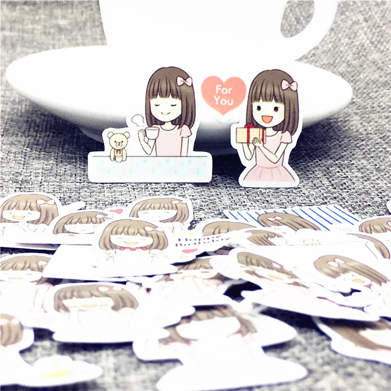 

40 Pcs/Lot Little girl daily Creative Cute Self-made stickers scrapbooking For Cartoon Sticker For Laptop Fridge Skateboard