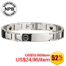 P044 Noproblem ion negativo de Iones De titanio de la joyería antifatiga magnética de metal infinito plata hombre pulsera de acero inoxidable