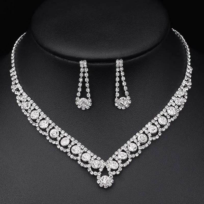 TREAZY Elegant Wedding Jewelry Sets for Women Pearls Crystal Necklace Earrings Bridal Jewelry Sets Prom Wedding Accessories 