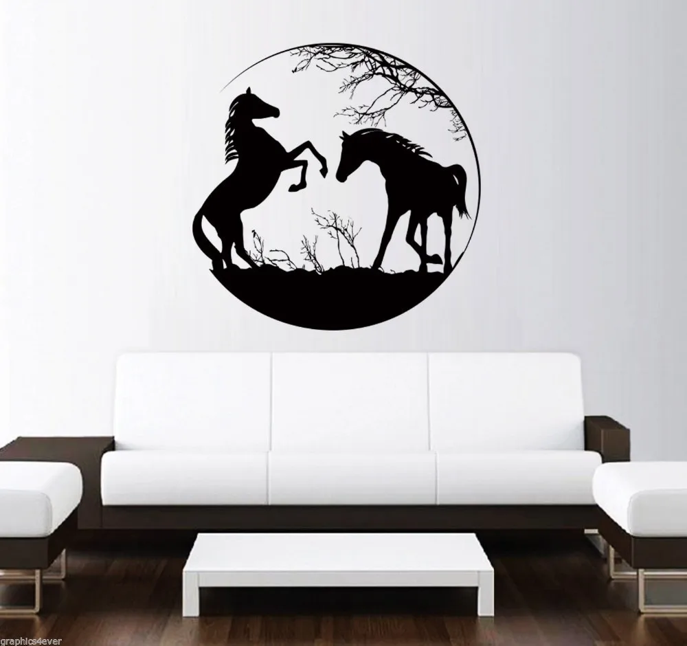 Horses DECAL LARGE 24" X24" BLACK VINYL WALL DECAL African Animal Mural