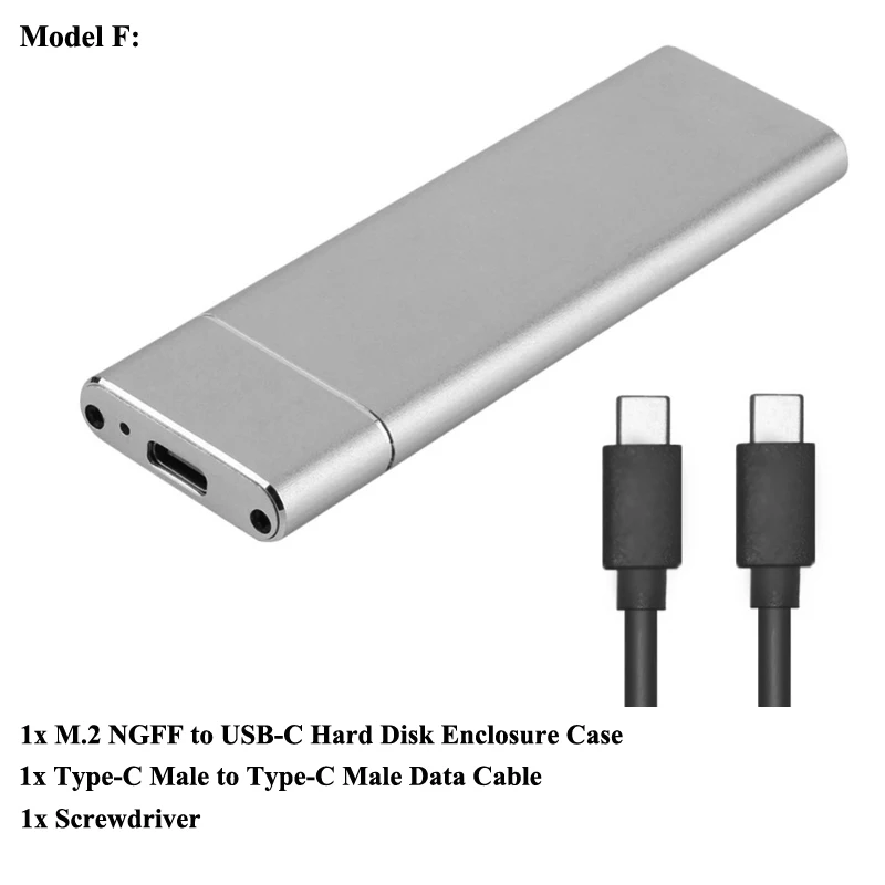 1 шт. M.2 NGFF для USB-C жесткий диск Внешний корпус чехол адаптер для мобильных карт с типом C до типом C/USB3.0 кабель - Цвет: Model F