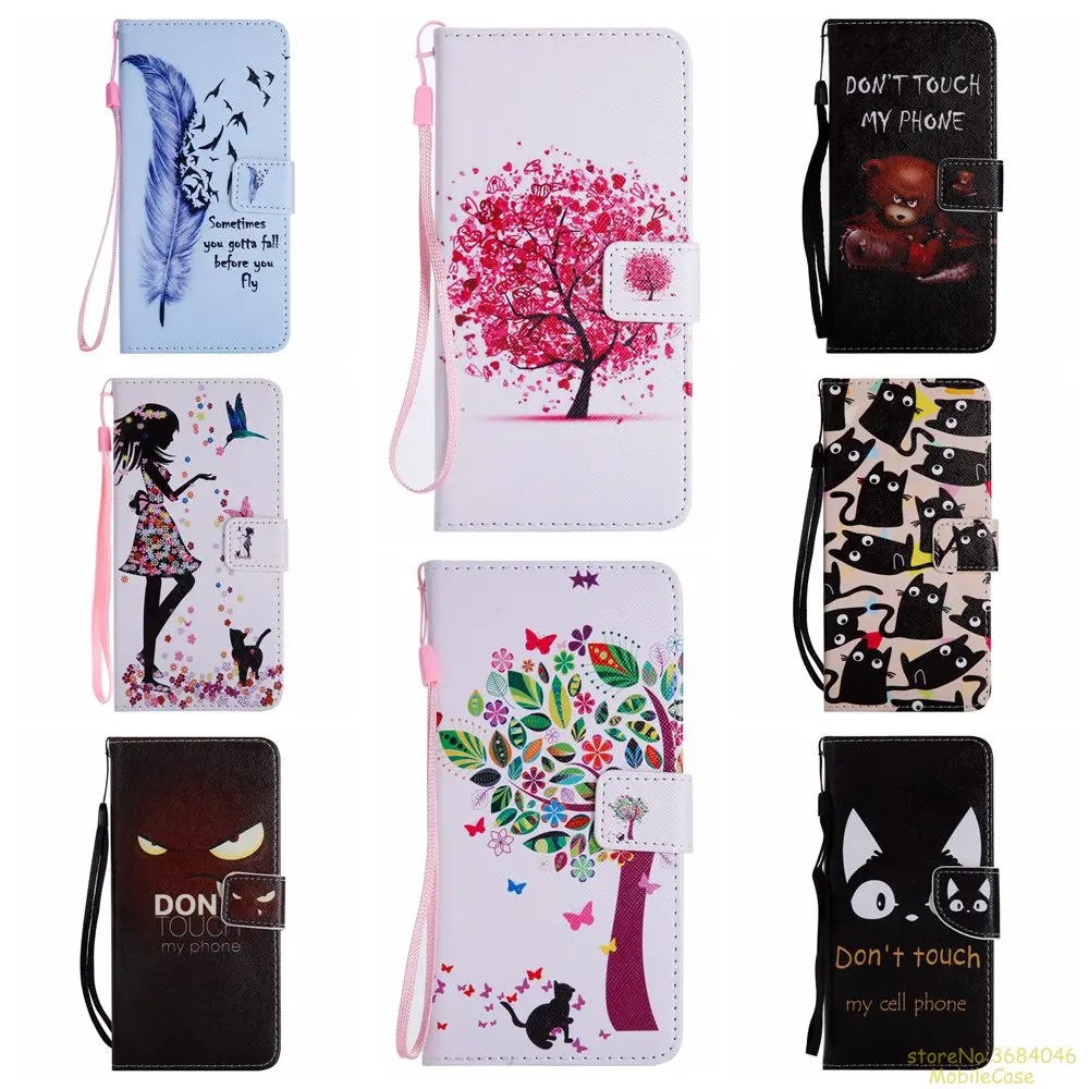 

Luxury vintage Flip leather cover for Huawei P SMART case coque Painted flower wallet fundas for P SMART etui kryt tok puzdra