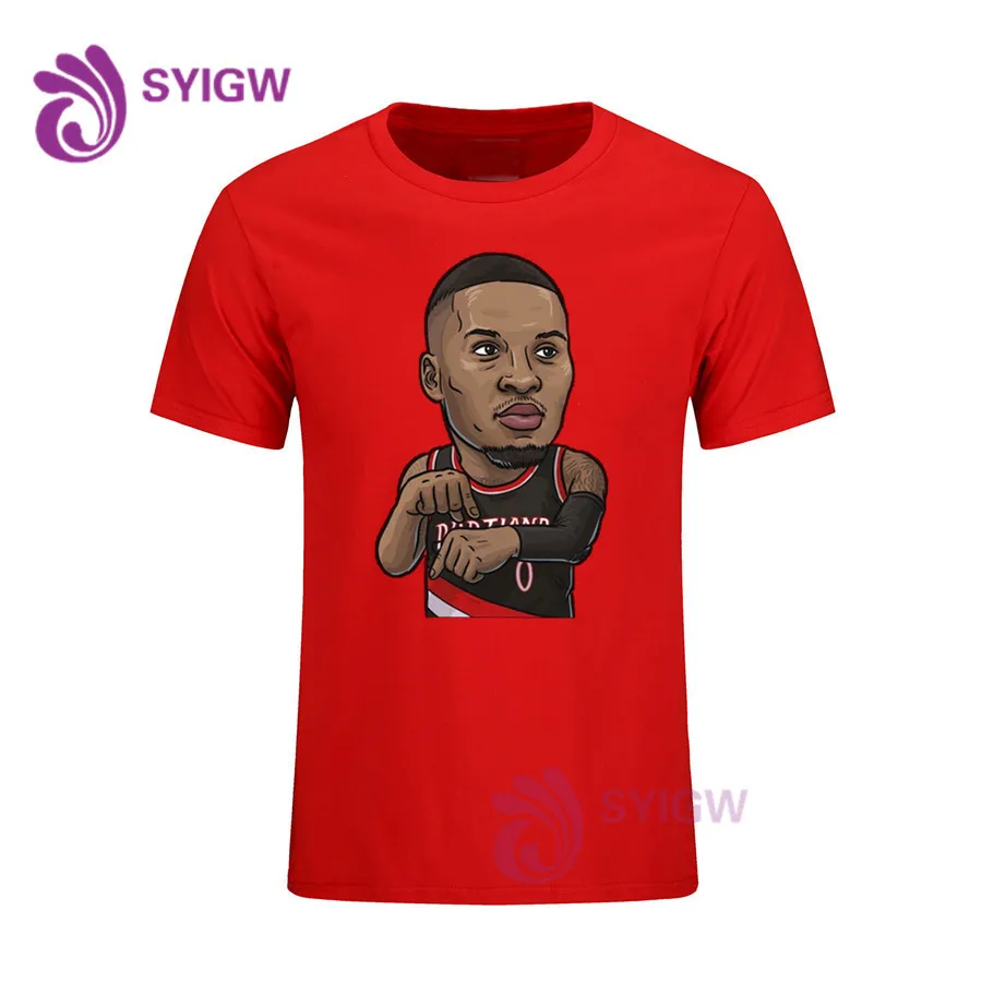 Летняя брендовая футболка Damian Lillard Мужская модная с круглым воротником и
