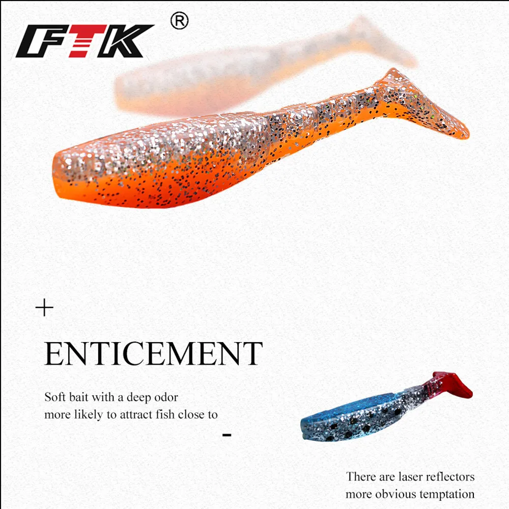  Soft Fishing Lure T-tail Soft Worm 4/5PCS Bass Fishing Bait Grub Swim Bait Paddle Tail Lure Wobbler