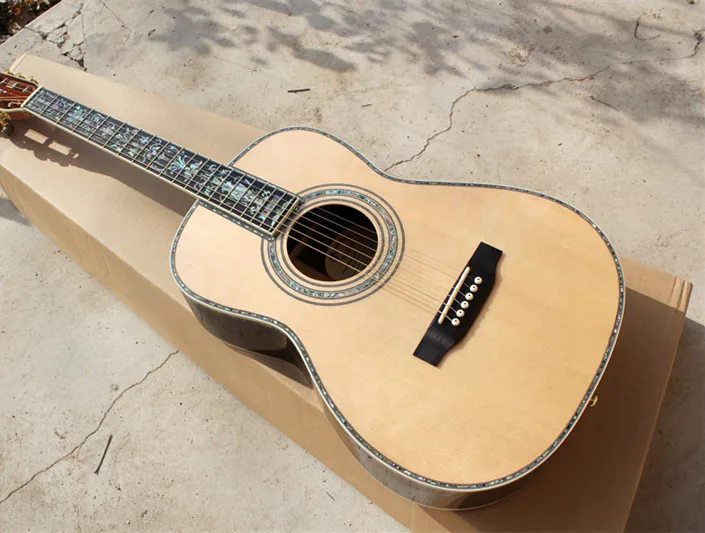 

41" Acoustic Guitar with Ebony Fretboard,Abalone Shells Binding,Flowerpot Inlay,offer customized