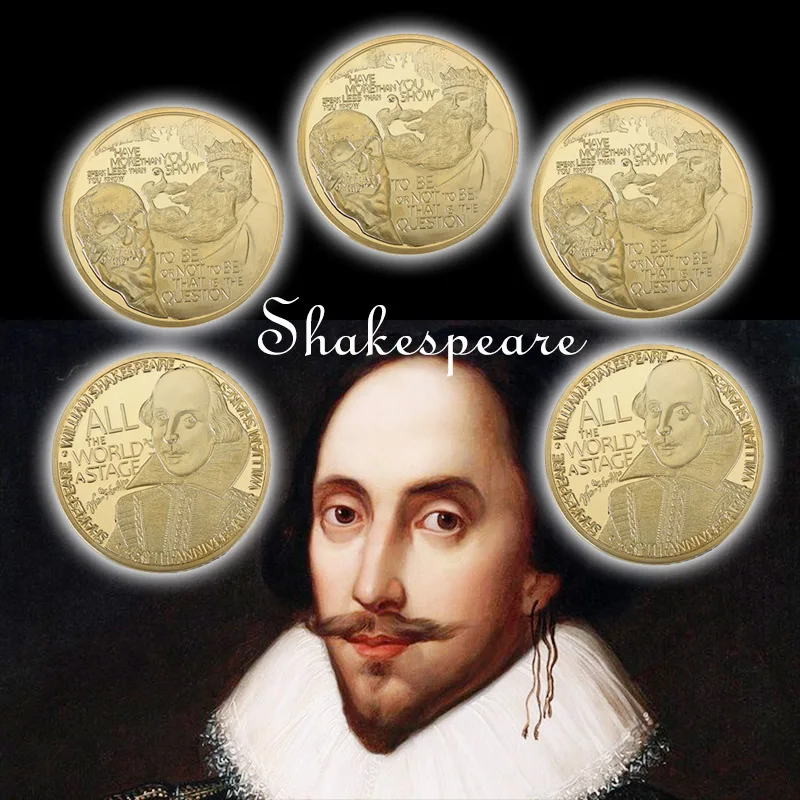 WR The Great Writer Shakespeare Gold Coin Home Decorative Metal Coins