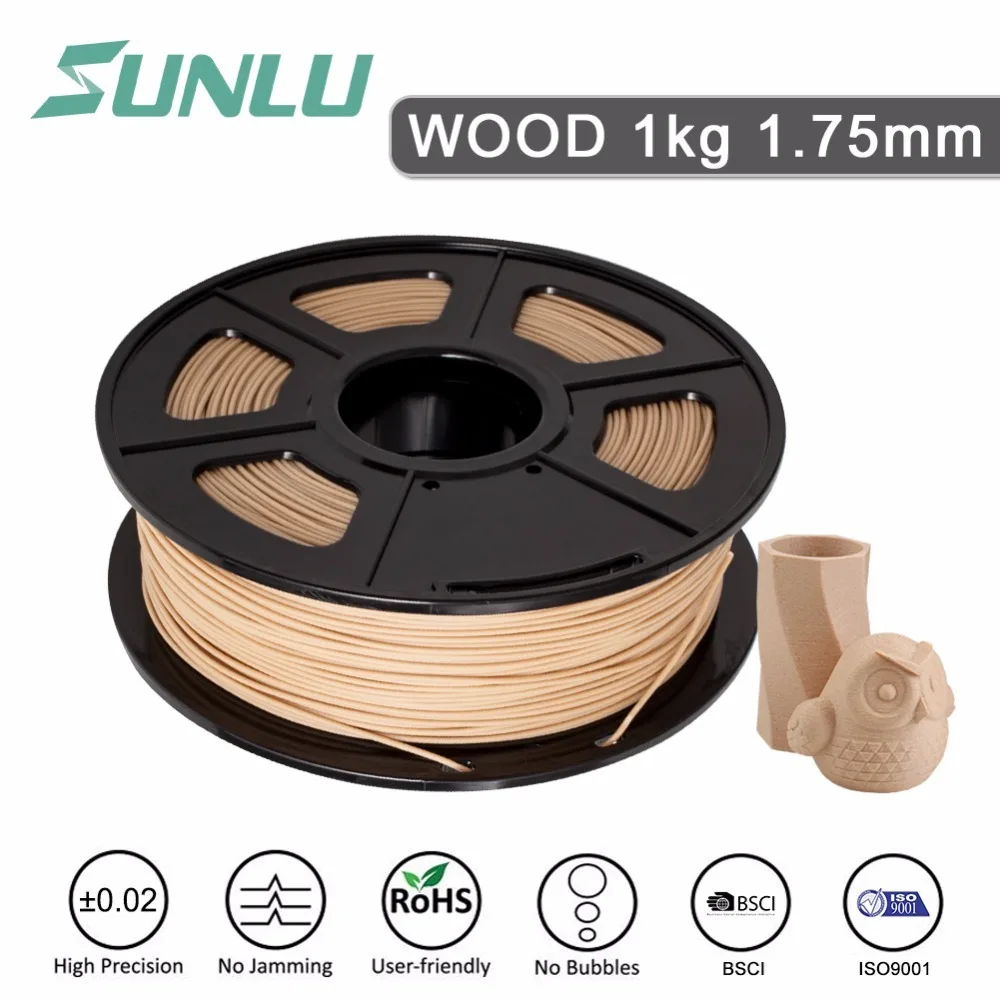 

SUNLU Wood Fiber 3D Printer Filament 1.75mm 1KG/2.2LB With Spool Similar With PLA Material Good For Printing Wooden Effect