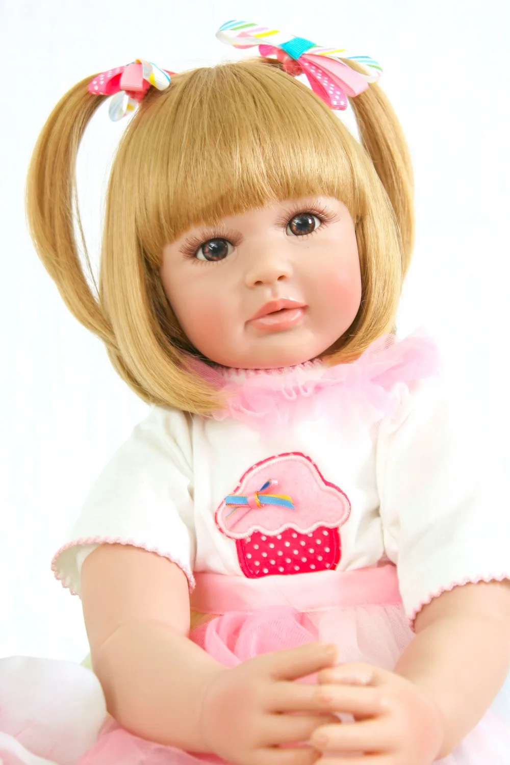60 см мягкие куклы для новорожденных блонд большой размер куклы для девочек Кукла Reborn 3/4 силиконовая кукла-младенец рождественские игрушки для продажи