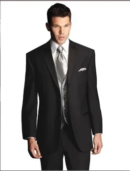 

Custom Made Groom Tuxedo Black Groomsmen Notch Lapel Wedding/Dinner Suits Best Man Bridegroom (Jacket+Pants+Tie+Vest) B205