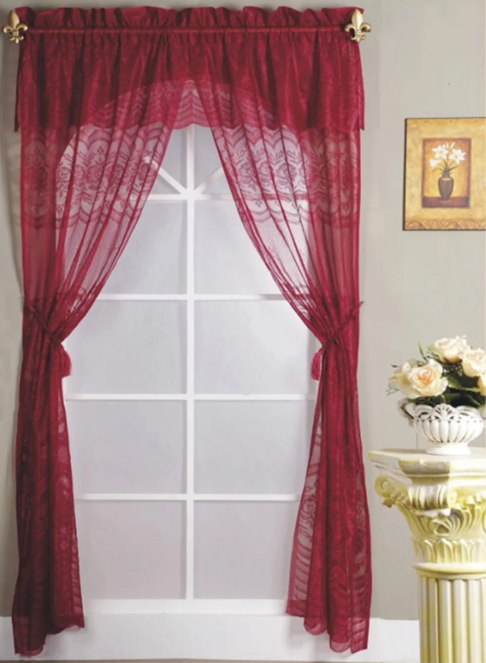 Online Buy Wholesale polyester lace curtains from China polyester lace