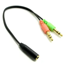 Smartphone Headset to PC Adapter Cable 3.5mm To Dual 3.5mm Audio Cable Laptop Headphones Microphone MIC 2 in 1 Converter Cable