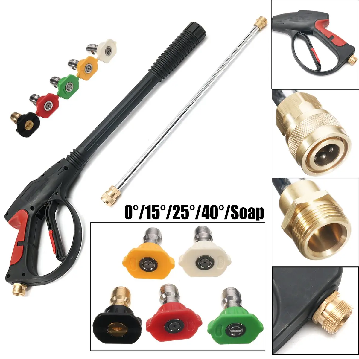 

1 set SPRAY GUN,WAND / LANCE&5 Spray Tips Power Pressure Washer Water Pumps Up to 3000 Psi