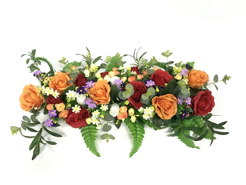Flone Artificial Flower Row Luxurious Wedding Decor Rose Flower Row Silk Road Cited Flowers Arched DIY Background Flower Wall (5)