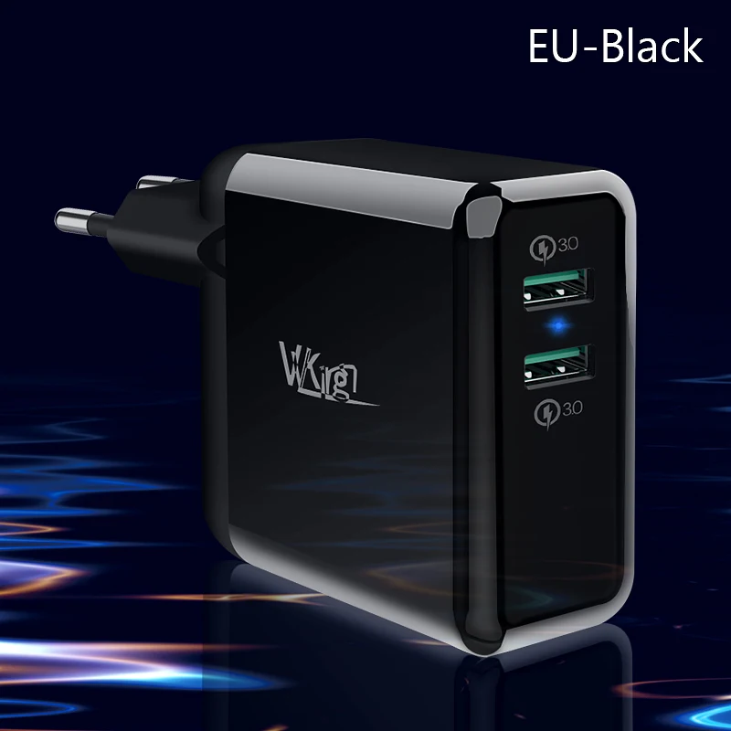 VVKing USB быстрое зарядное устройство 36 Вт двойной Quick Charge 3,0 для iPhone samsung Galaxy Xiaomi huawei LG QC3.0 зарядка EU/US зарядное устройство для телефона - Тип штекера: EU-Black