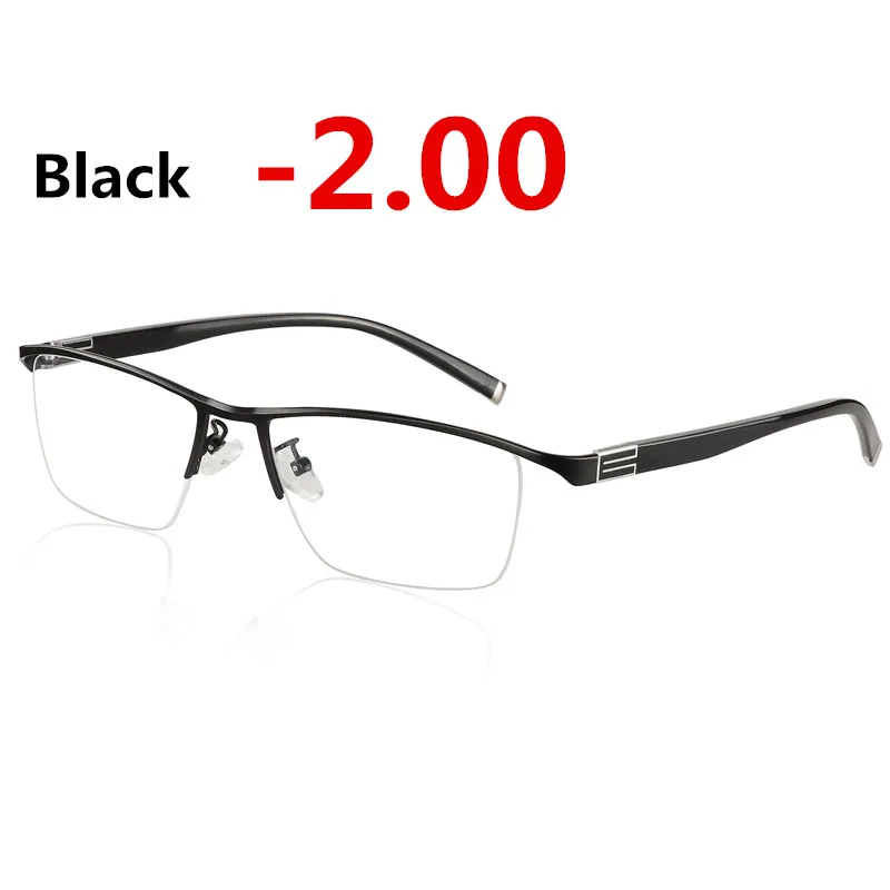 Титановый сплав солнцезащитные фотохромные очки для близорукости оптические мужские очки по назначению очки оправа Половина обода очки с диоптриями очки-1-2-3-4 - Цвет оправы: Black -2.00