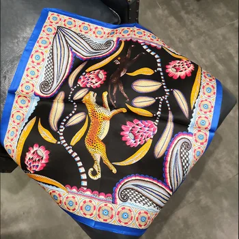 

Women's 2019 spring and summer wild leopard pattern print 53*53cm satin silk scarf