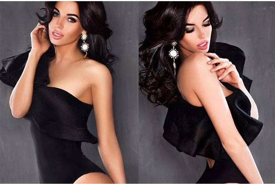 black bodysuit Gagaopt 2018 Summer Fashion Ruffle Bodysuit Women Black/White Ladies One Shoulder Elegant Sexy Bodysuit Jumpsuit Overalls corset bodysuit