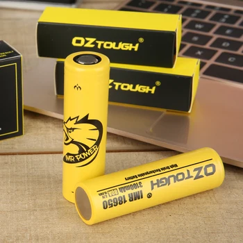 

2PCS ICL OZTOUGH 18650 battery 3.7V 3100mah 80A High Drain yellow High discharge rate rechargeable li-lon power batteries
