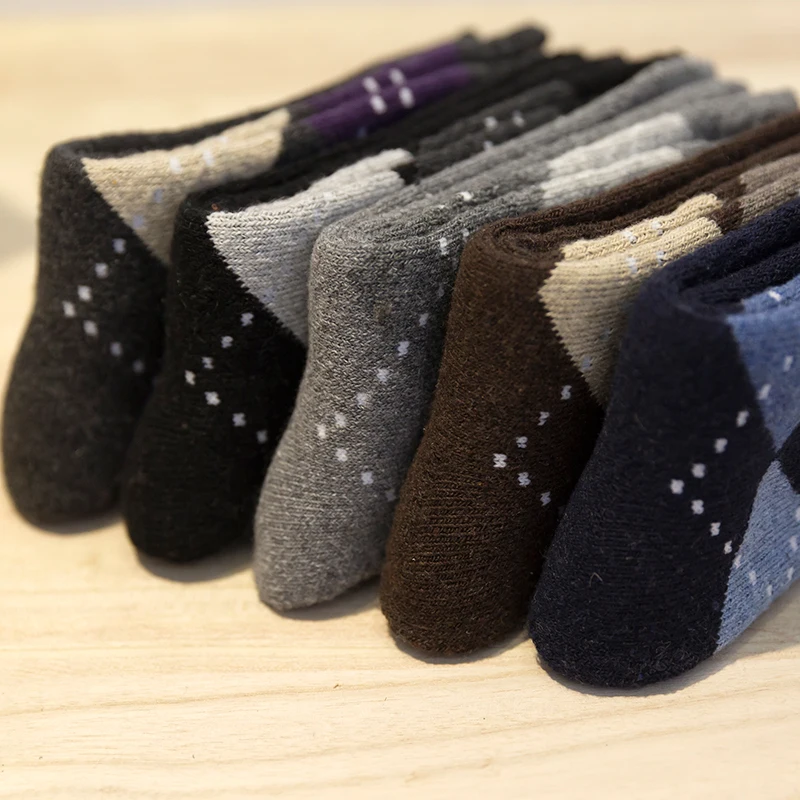 Men's winter thick cashmere socks Thick warm wool socks Diamond towel and socks Relent terry socks.5 pairs