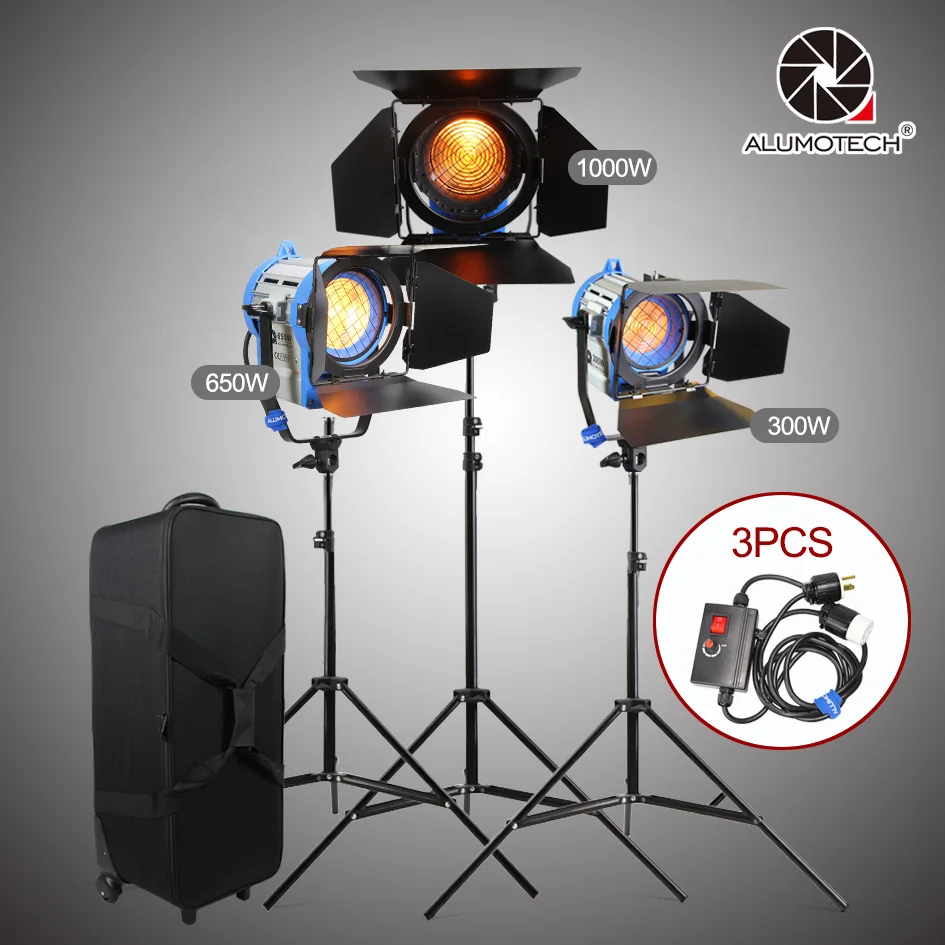 

As ARRI 300/650/1000W Tungsten Studio Video Spot light+case+Air stands Kit