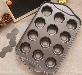 

High Quality Carbon Steel Cake Mold Nonstick Mini Cheesecake Pan 12 cups Flower Shape Loaf Muffin Pan Drop Bottom
