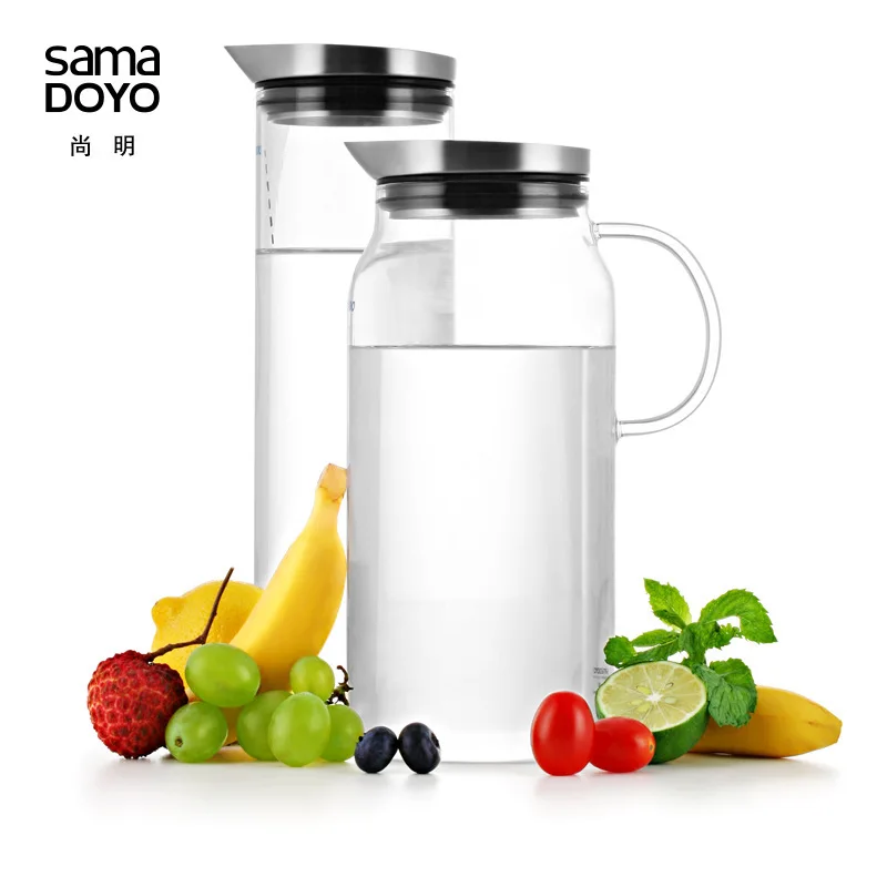 Samadoyo 1000ml 1300ml large capacity heat resistant glass water bottle cold juice jug s061 s063